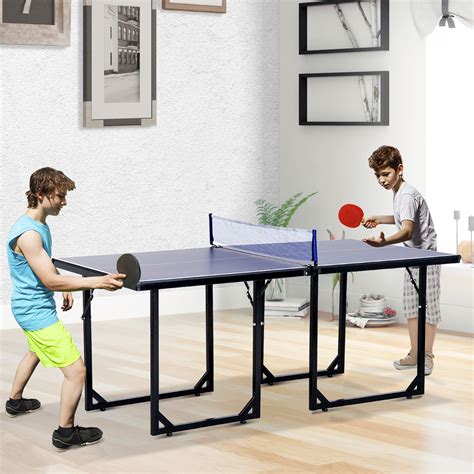 Soozier Outdoor Ping Pong Table 6x3ft Compact Midsize Ping Pong Table