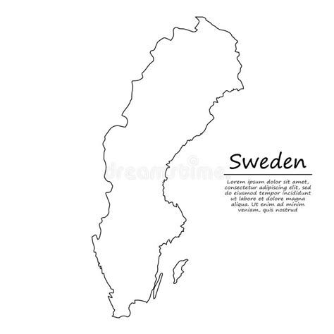 Mapa De Esquema Simple De Suecia En Estilo De Línea De Esbozo