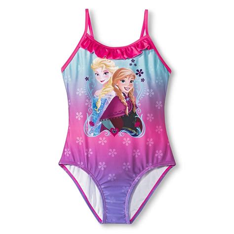 Disney Frozen Anna Elsa One Piece Swimsuit Girl Size M 78