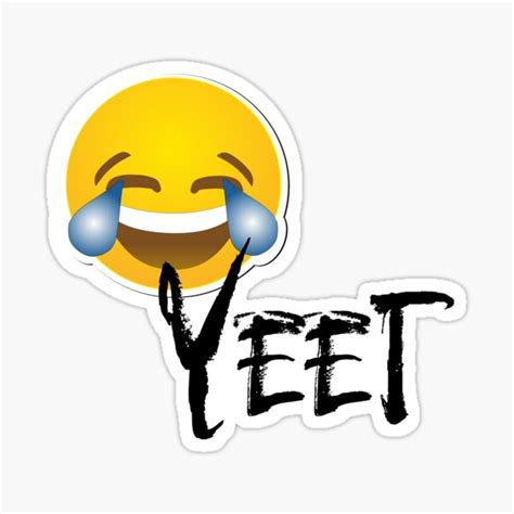 Yeet Emoticon Emoji Crying Laughing Sticker By Colorflowart Redbubble