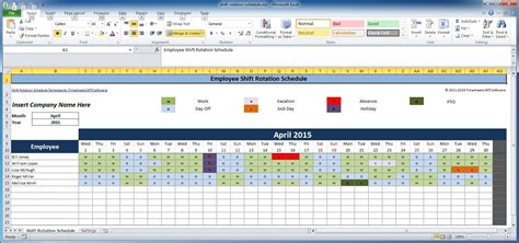 Monthly Employee Shift Schedule Template Addictionary