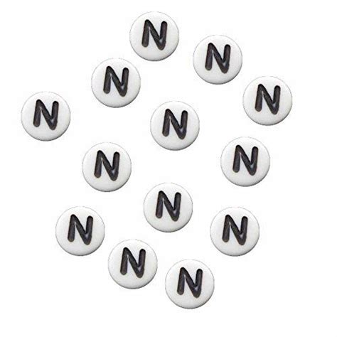 Rockin Beads Brand 100 White Acrylic Alphabet Letter N Coin Spacer