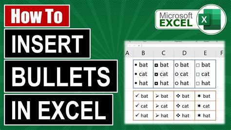 How To Insert Bullets In Excel Youtube