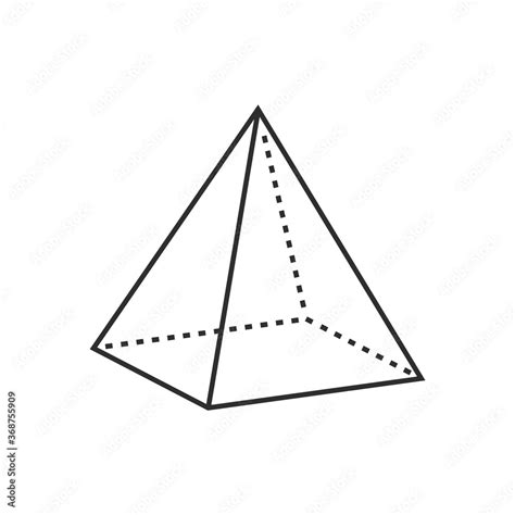 3d Pyramid With Simple Lines And Dots Geometric Shape Outline Vector