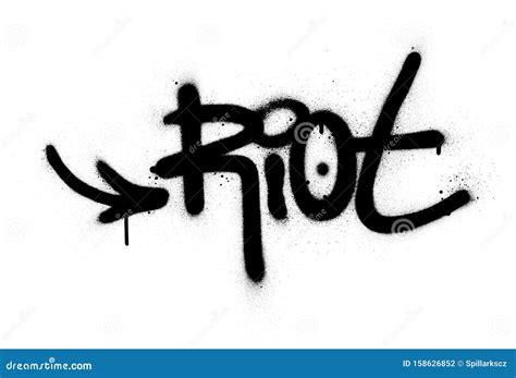 Graffiti Riot Word Sprayed In Black Over White Vector Illustration