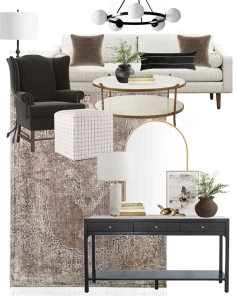 Living Room Mood Boards With Black White And Wood Tones Dear Lillie