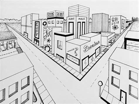 Easy 1 Point Perspective City
