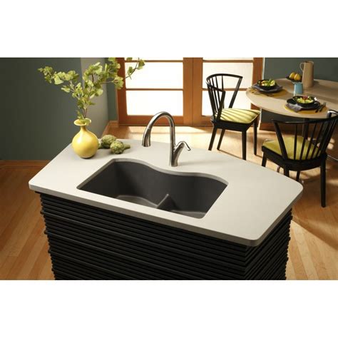This sink have a smooth surface and visible depth. Elkay Quartz Classic 33" x 20.1" Undermount Kitchen Sink ...