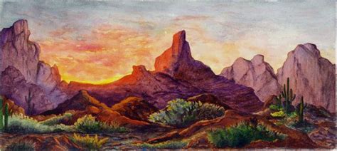 Desert Sunset Southwest Landscape Painting Print From Original