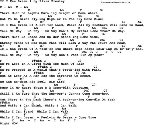 If I Can Dream 1, by Elvis Presley - lyrics and chords