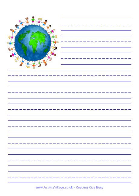 For class or home use. Children of the World Writing Paper