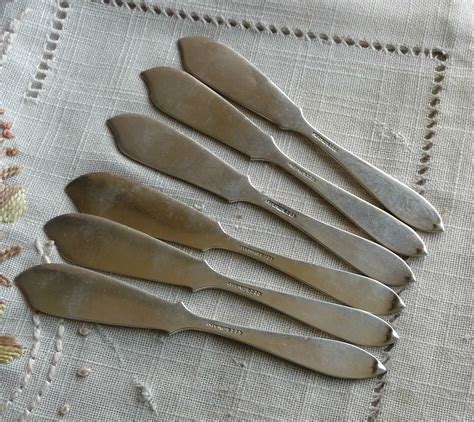 Set Of 6 Antique Hallmarked Sterling Silver Butter Knives Antique