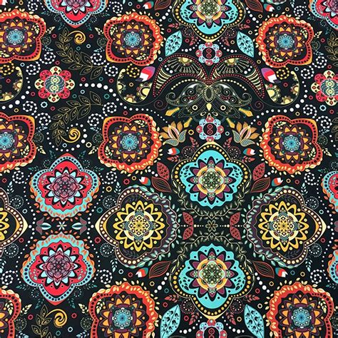 Authentic Mandala Print Fabric Colorful Flower Print Fabric Etsy