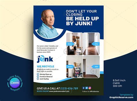 Junk Removal Flyer Canva Template Graphic Reserve