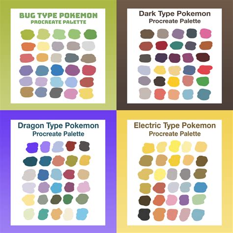 Pokemon Typ Colors Procreate Megapack Pokemon Inspirierte Etsyde