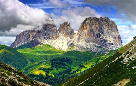 Wallpaper The Sky Clouds Trees Mountains Slope Italy The