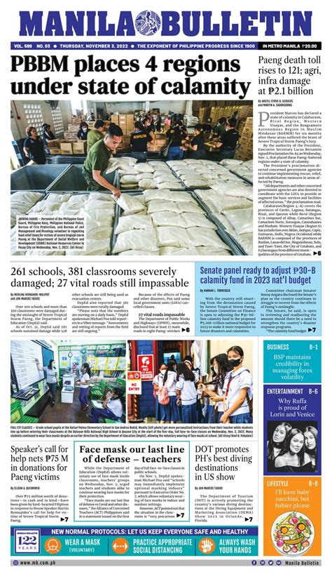Manila Bulletin November 3 2022 Newspaper Get Your Digital Subscription