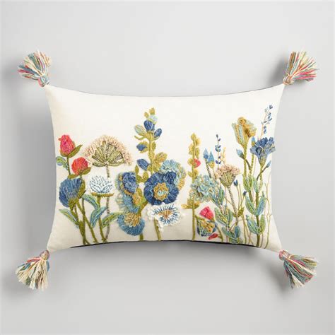 Embroidered Botanical Garden Lumbar Pillow Multi By World Market