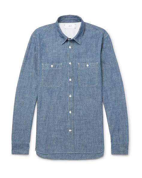 Mr P Cotton Selvedge Chambray Shirt In Blue For Men Lyst