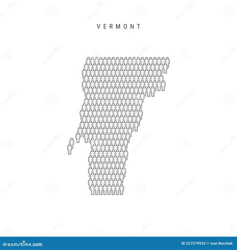 Vector People Map Of Vermont Us State Stylized Silhouette People