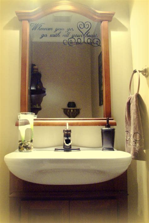 Ample, extra storage space for bath essentials that's up and out of the way. Bathroom mirror design I added, 'Wherever you go, go with ...