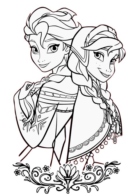 Frozen Princesses Anna And Elsa Coloring Page Print Color Craft
