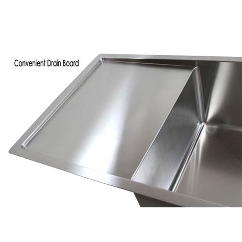 36 Stainless Steel Undermount Single Bowl Kitchen Sink With Drainboard