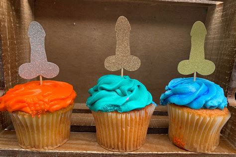 set of 10 penis cupcake toppers dick cupcake toppers penis etsy