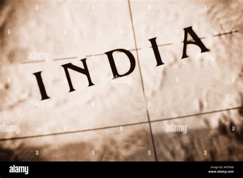 Extreme Close Up Map Showing The Word India Stock Photo Alamy