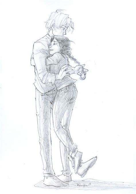 40 Romantic Couple Hugging Drawings And Sketches Hunger Games Fan Art Sketches Cute Couple