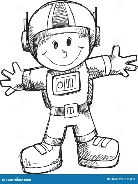 Doodle Astronaut Vector Stock Vector Illustration Of Sketch 50787797