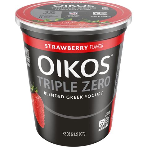 Dannon Oikos Triple Zero Strawberry Blended Greek Yogurt 32 Oz