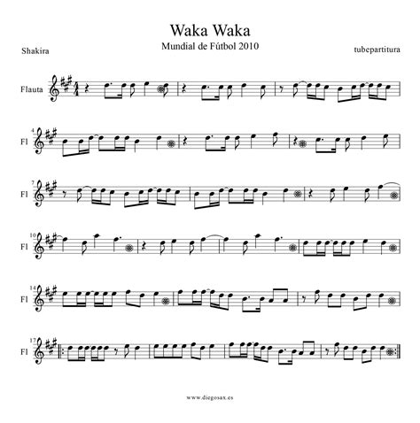 Tubescore Waka Waka By Shakira For Flute And Recorder Sheet Music