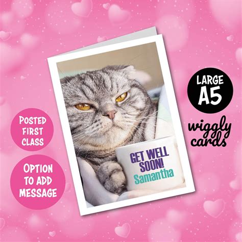 Grumpy Cat Get Well Soon Card Personalised A5 Etsy