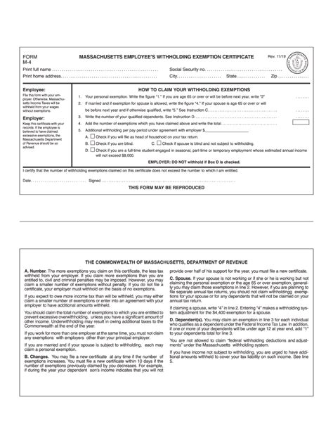 2019 2024 Form Ma Dor M 4 Fill Online Printable Fillable Blank