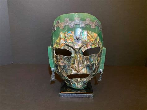Lot 87 Mayan Death Mask Jade Silver And Abalone 85 Tall Adam