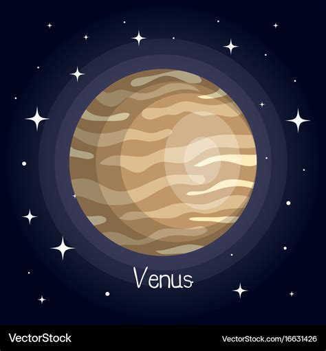 Venus Planet In Space With Stars Shiny Cartoon Vector Image