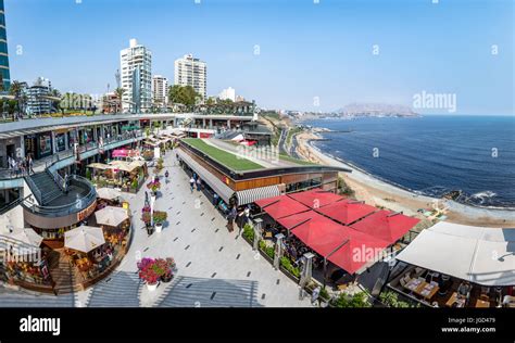 Panoramic View Of Larcomar Shopping Center And The Miraflores Coast