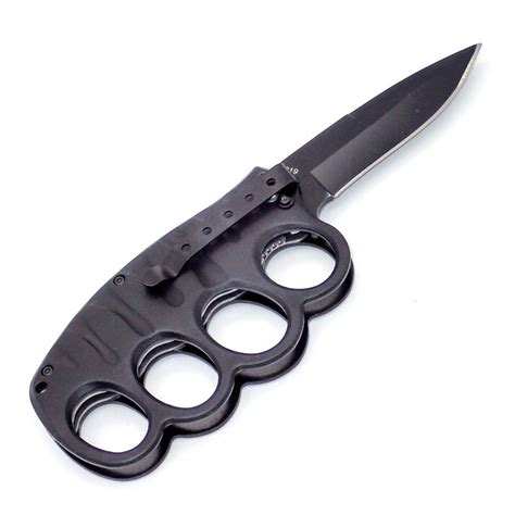 Semiautomatic Knife Brass Knuckles One Hand Knife Combat Knife