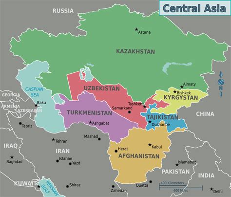 Mapa Politico De Asia Central Tamaño Completo
