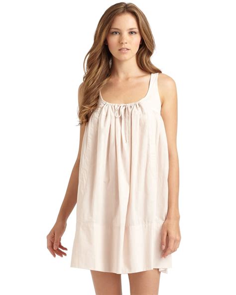 Donna Karan Cotton Batiste Short Sleeveless Nightgown In White Lyst
