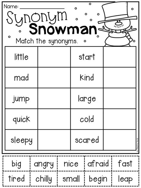 Kids Learning Form Home Printable Synonyms Worksheets First Grade