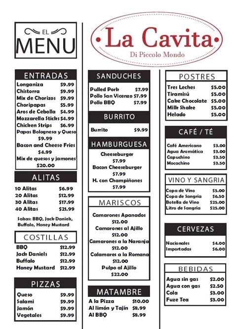 The food was inventive and uniformly excellent. Menú Área «La Cavita» | La Trattoria Piccolo Mondo