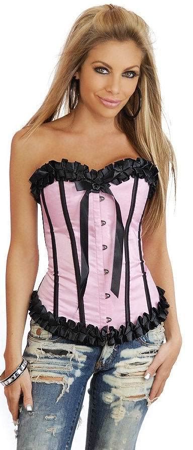 sexy bustier pink satin ribbon corset with shiny silk bow ribbons 3s3032 free shipping pink