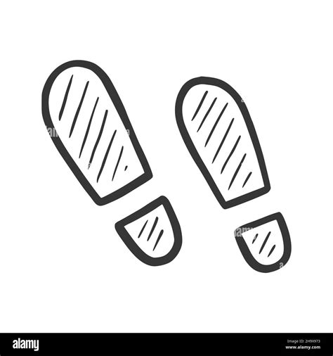 Hand Drawn Footprint Doodle Sketch Style Drawing Line Simple Footstep