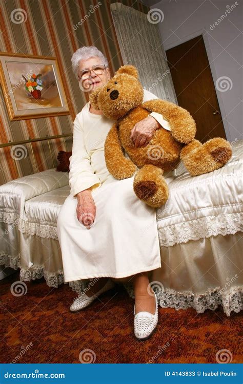 grandmother and teddy bear stock image image of sitting 4143833