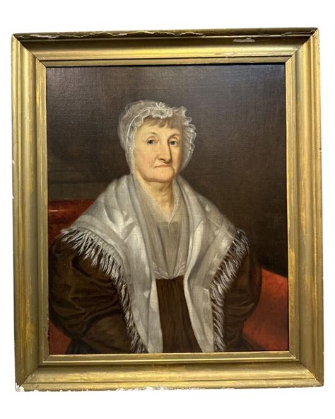 19thc Antique Primitive Lady In Bonnet Old Georgian Era Portrait Oil
