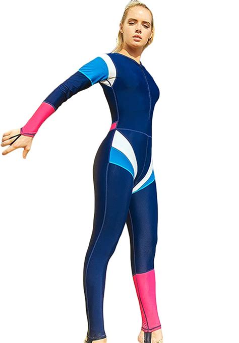 Akaeys Womens Full Body Swimsuit Rash Guard One Piece Long Sleeve Long