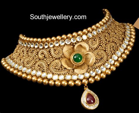 Antique Gold Choker Indian Jewellery Designs