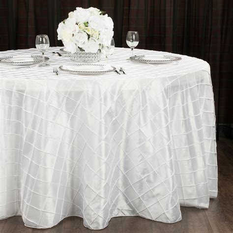 Elegant Wholesale Wedding 132 White Round Pintuck Tabletop Tablecloth